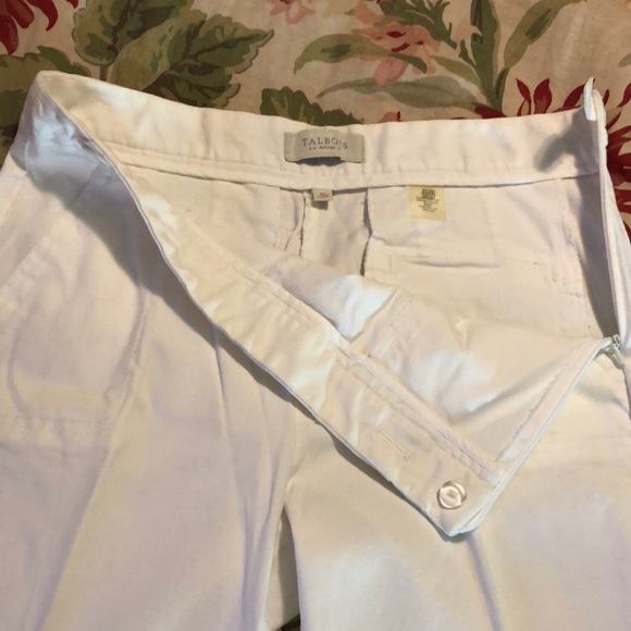 TALBOTS sz 4 Petite Crop Cotton Spandex Side-Zip Button detail Nautical $109 NEW - Picture 9 of 16